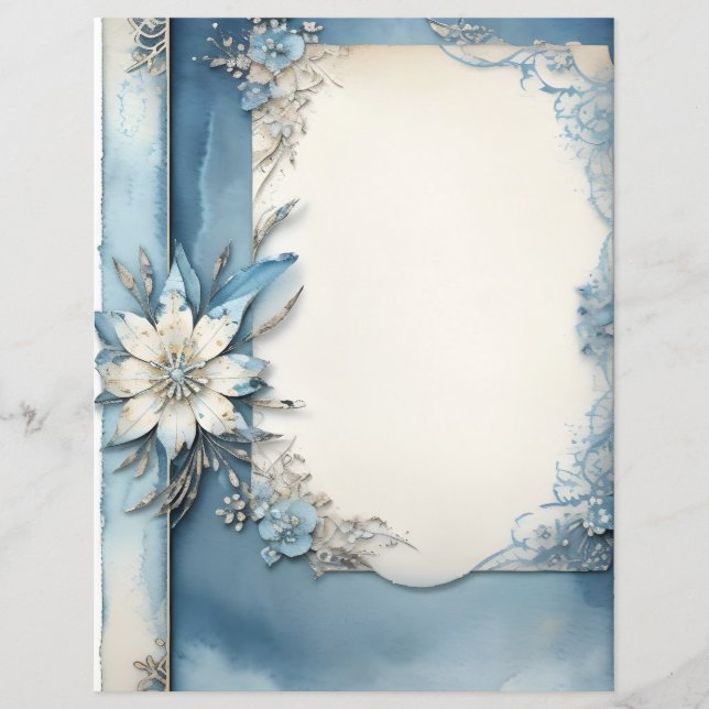 Vintage-Blumen-Aquarell-Schabkunstpapier (Vorderseite)