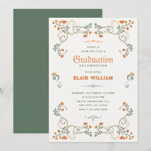 Vintage-Blumen-Art Nouveau-Abschluss Einladung