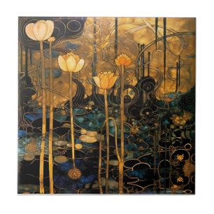 Vintage-Blumen-Art-Nouveau-Keramikfliese Fliese