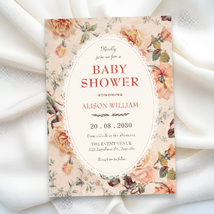 Vintage-Blumen-Baby-Party Einladung