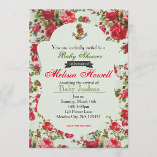 Vintage-Blumen-Baby-Party- oder Geburtstagseinladu Einladung