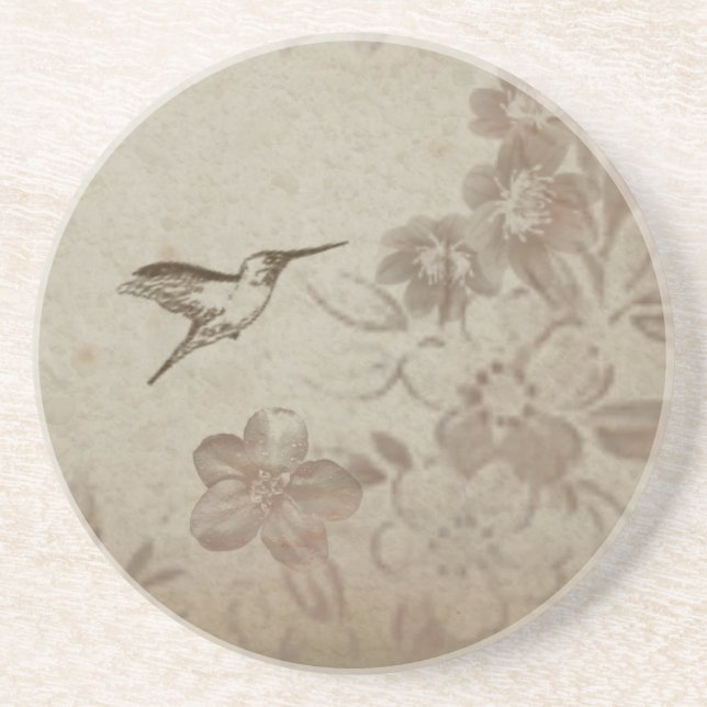 Vintage Blumen Beige Getränkeuntersetzer (Vorne)