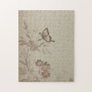 Vintage Blumen Beige Puzzle