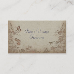 Vintage Blumen Beige Visitenkarte