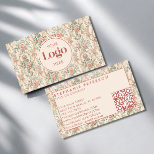 Vintage-Blumen benutzerdefiniertes Firmenlogo QR-C Visitenkarte