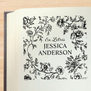 Vintage-Blumen-Blumen-Ex-Libris-Bookplate Gummistempel