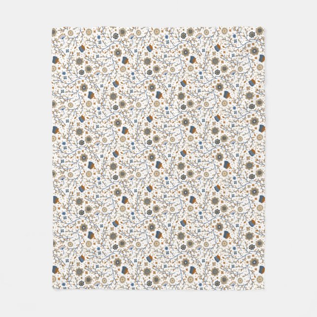 Vintage-Blumen-Botanik-Design Fleecedecke (Vorderseite)