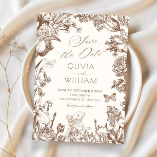 Vintage-Blumen-Botanik-Hochzeit Einladung