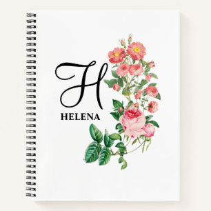 Vintage-Blumen-Botanik-Personalisiertes-Monogramm Notizbuch
