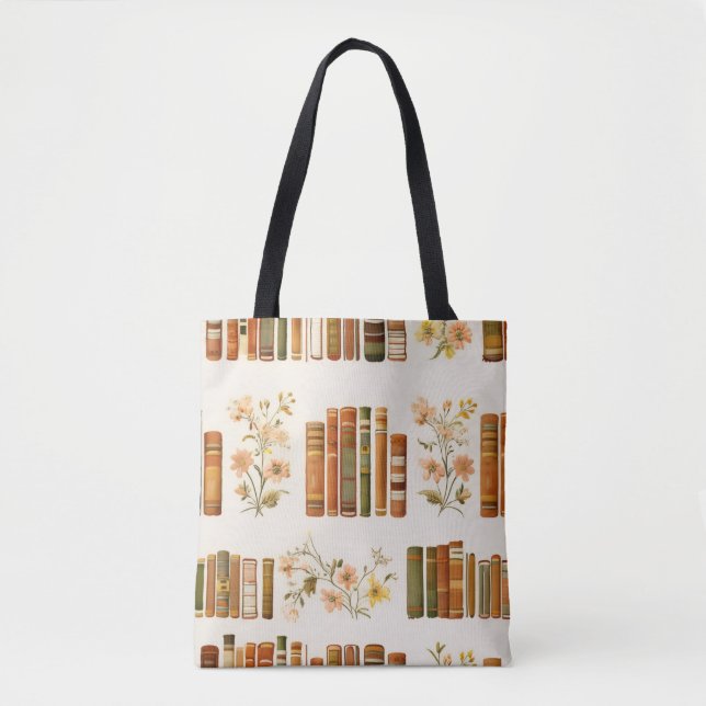 Vintage-Blumen-Buch-Tasche | Cozy-Library-Ästhetik (Vorderseite)
