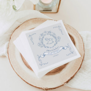 Vintage Blumen-Chinoiserie-Toile-Baby-Shower Serviette