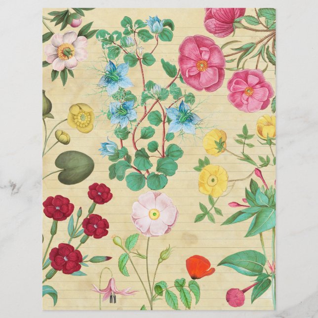 Vintage-Blumen-Collage-Bogen (Vorderseite)