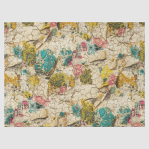 Vintage Blumen-Collage mit gealterter Papierstrukt Seidenpapier