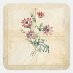 Vintage-Blumen-Collage-Schmuck für Scrapbooks Quadratischer Aufkleber
