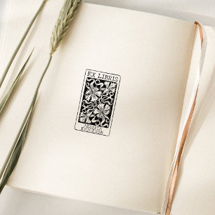 Vintage-Blumen Custom Ex Libris Buch   Gummistempel
