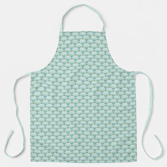 Vintage Blumen-Daisy-Muster Teal Blau & Oliv Schürze (Vorderseite)