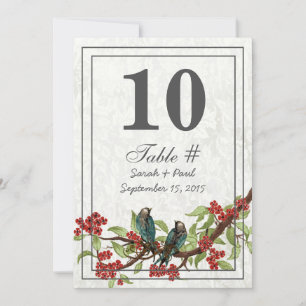 Vintage Blumen-Damask-Hochzeitstisch-Nummernkarte Einladung