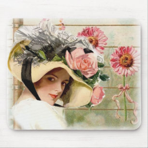 Vintage Blumen-Dame Mousepad