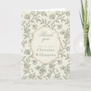 Vintage Blumen Dankeschön Elegante Botanische benu Karte
