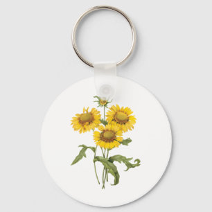 Vintage-Blumen-Deckenblume-Sonnenblume von Redoute Schlüsselanhänger