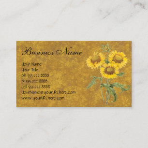 Vintage-Blumen-Deckenblume-Sonnenblume von Redoute Visitenkarte