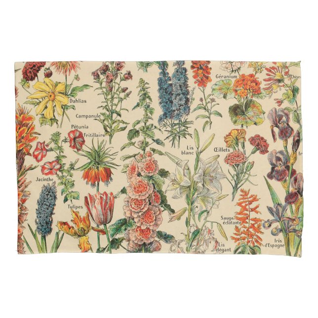 Vintage Blumen durch Adolphe Millot Kissenbezug (Vorderseite)