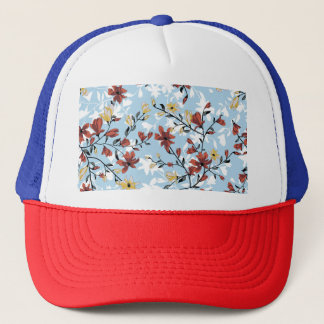 Vintage-Blumen: Einfacher Stoffhintergrund. Truckerkappe