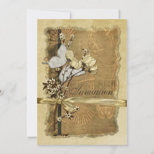 Vintage Blumen Einladung (Vorderseite)