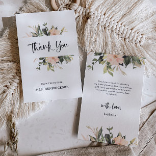 Vintage Blumen   Elegante Hochzeitdusche Dankeskarte
