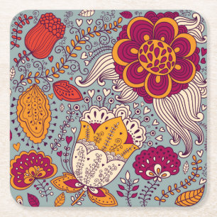 Vintage-Blumen-eleganter Hintergrund Rechteckiger Pappuntersetzer
