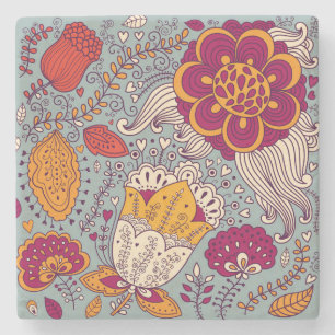 Vintage-Blumen Eleganter Hintergrund Steinuntersetzer