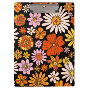 Vintage-Blumen-Explosion – Farbige Retro-Blume Klemmbrett