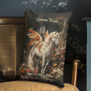 Vintage-Blumen-Feengeschichten-Wald-Einhorn Fee Lendenkissen