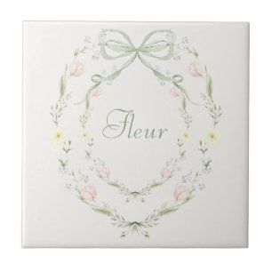 Vintage-Blumen-Fleur-Pastell-französisches Band  Fliese