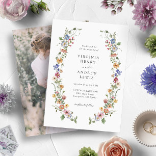 Vintage Blumen-Foto-Hochzeitseinladung Einladung