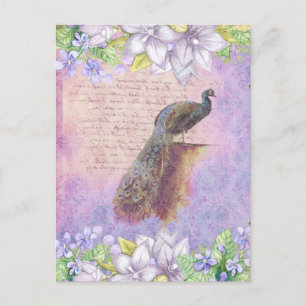 *~* Vintage Blumen französischer Pfau viktorianisc Postkarte