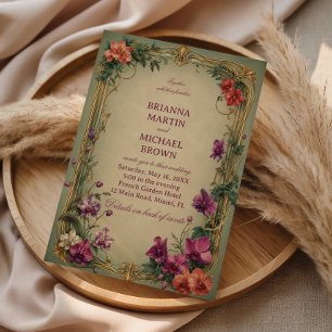 Vintage-Blumen-Gartenornamentik Einladung