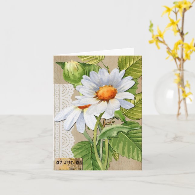 Vintage-Blumen-Geburtstag Karte (Gelbe Blume)