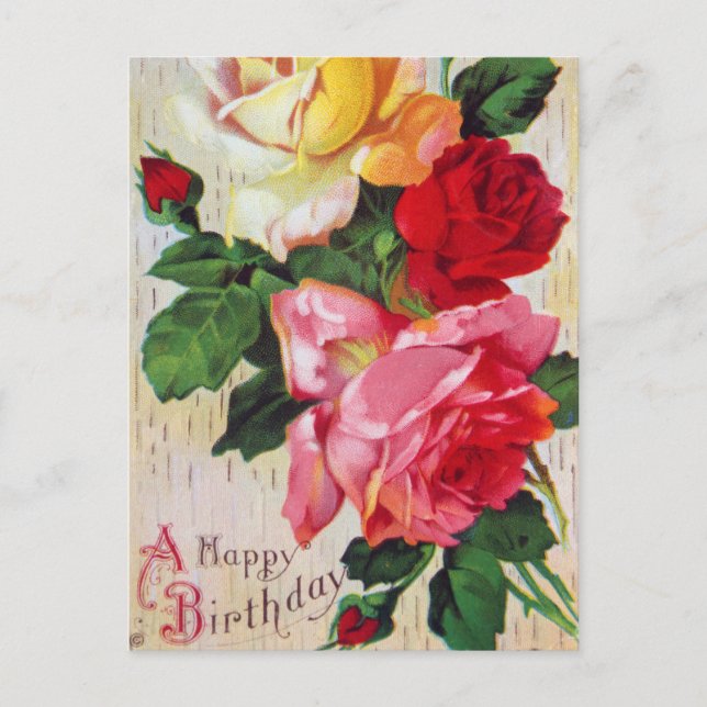Vintage-Blumen-Geburtstag Postkarte (Vorderseite)