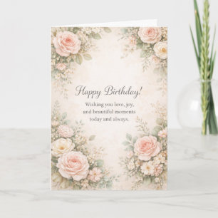 Vintage-Blumen-Geburtstagskarte Elegante Wasserf Karte