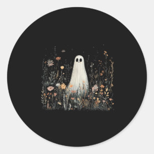 Vintage-Blumen-Geist Halloween-Geist im Wald Runder Aufkleber