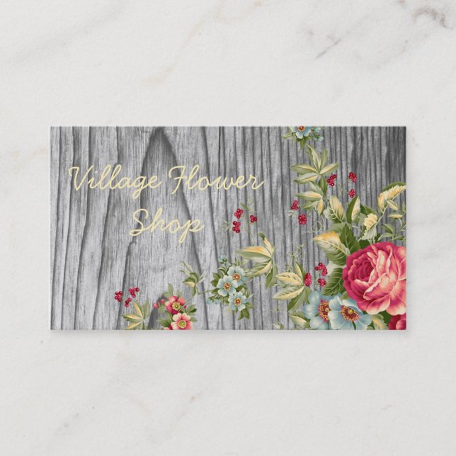 Vintage Blumen-Geschäfts-Geschäfts-Karte mit Rosen Visitenkarte (Vorderseite)