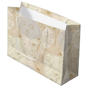 Vintage-Blumen-Gesichtslinien-Muster (1) Große Geschenktüte