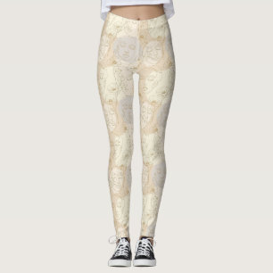 Vintage-Blumen-Gesichtslinien-Muster (1) Leggings