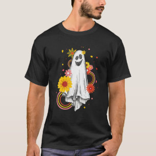 Vintage-Blumen-Gespenst Süße Halloween Lustige Gra T-Shirt