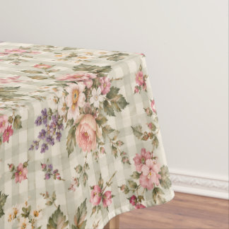 Vintage Blumen-Gingham-Gartenmuster Tischdecke