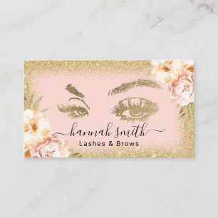 Vintage-Blumen-Gold-Glitter-Makeup-Artist-Schönhei Visitenkarte