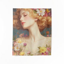 Vintage Blumen-Göttinnen-Porträt