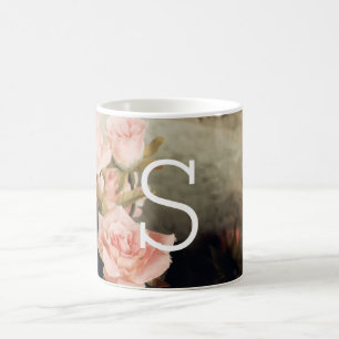 Vintage Blumen Großbuchstabe Kaffeetasse