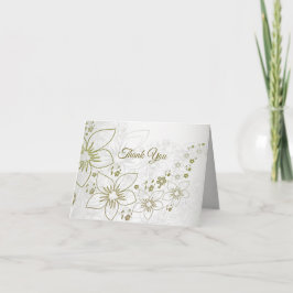 Vintage-Blumen-Grünmuster Elegante Hochzeit Dankeskarte